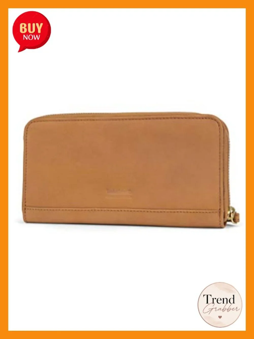 Genuine Leather RFID Zip Around Wallet Clutch with Wristlet Strap